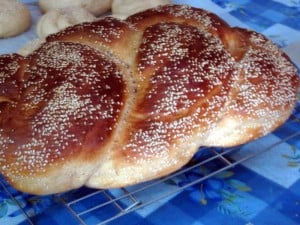 braided sesame Sabbath challah