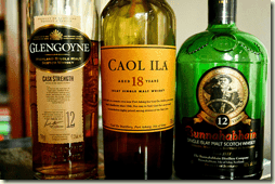 three bottles of scotch